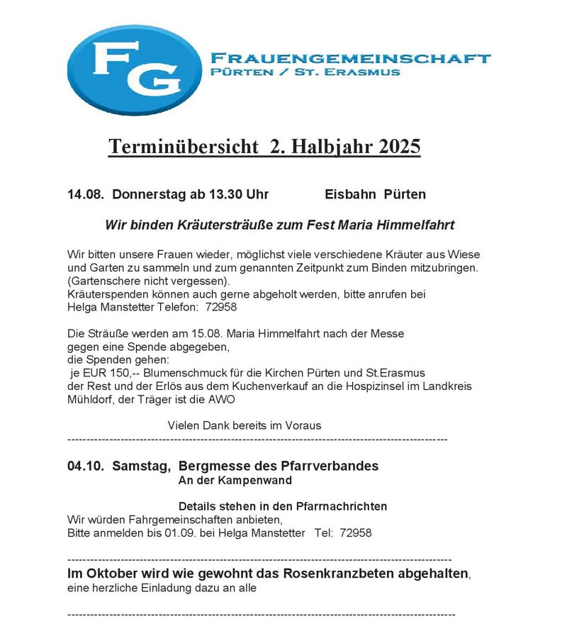 Termine 2025 2.Halbjahr 1