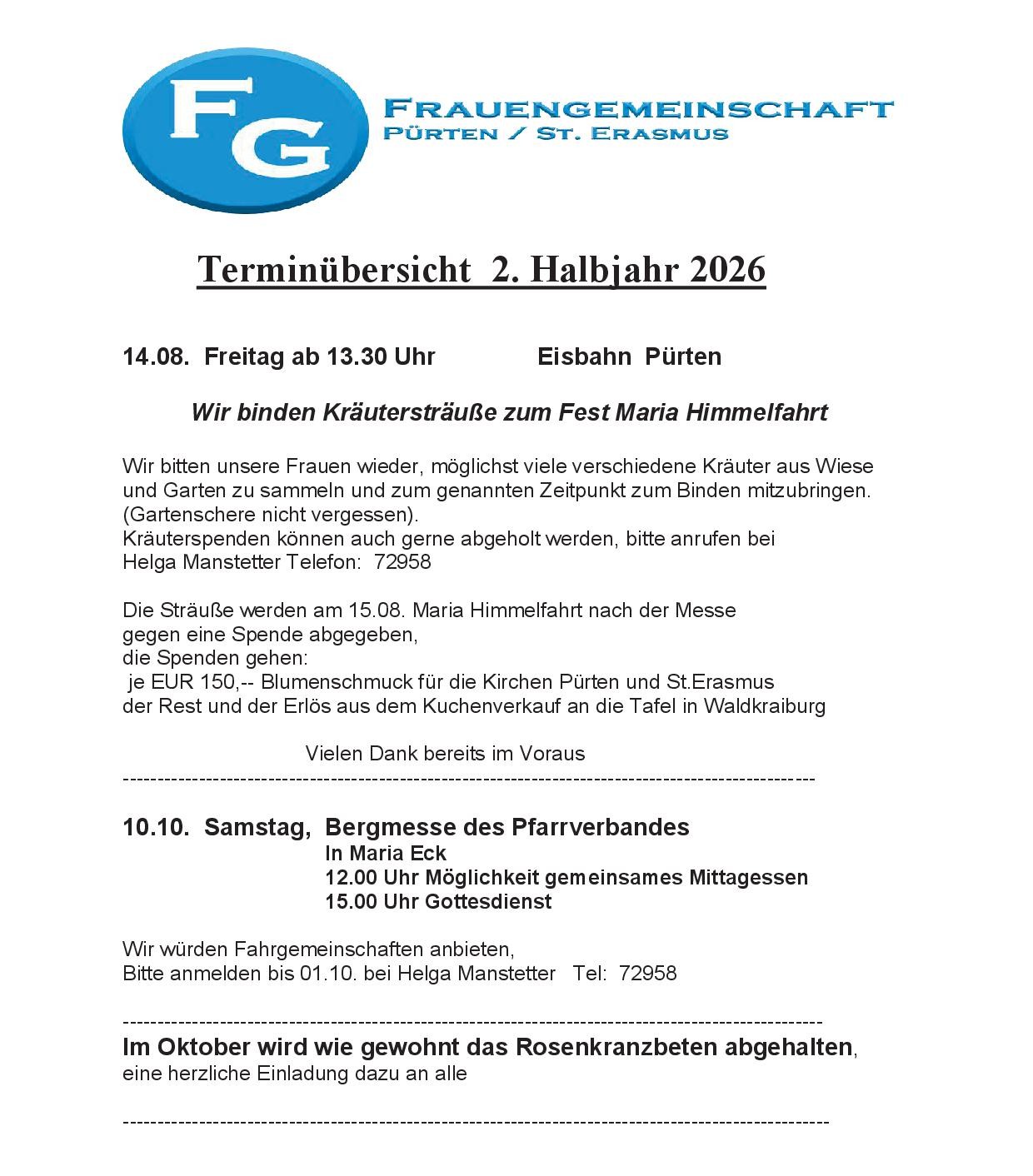 Termine 2026 2.Halbjahr 1